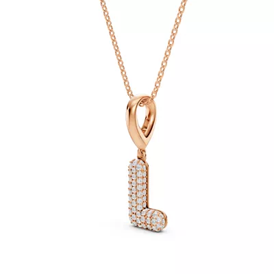 Bubble Pavé Lab Diamond Initial Necklace - L