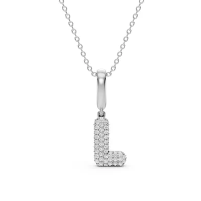 Bubble Pavé Diamond Initial Necklace - L