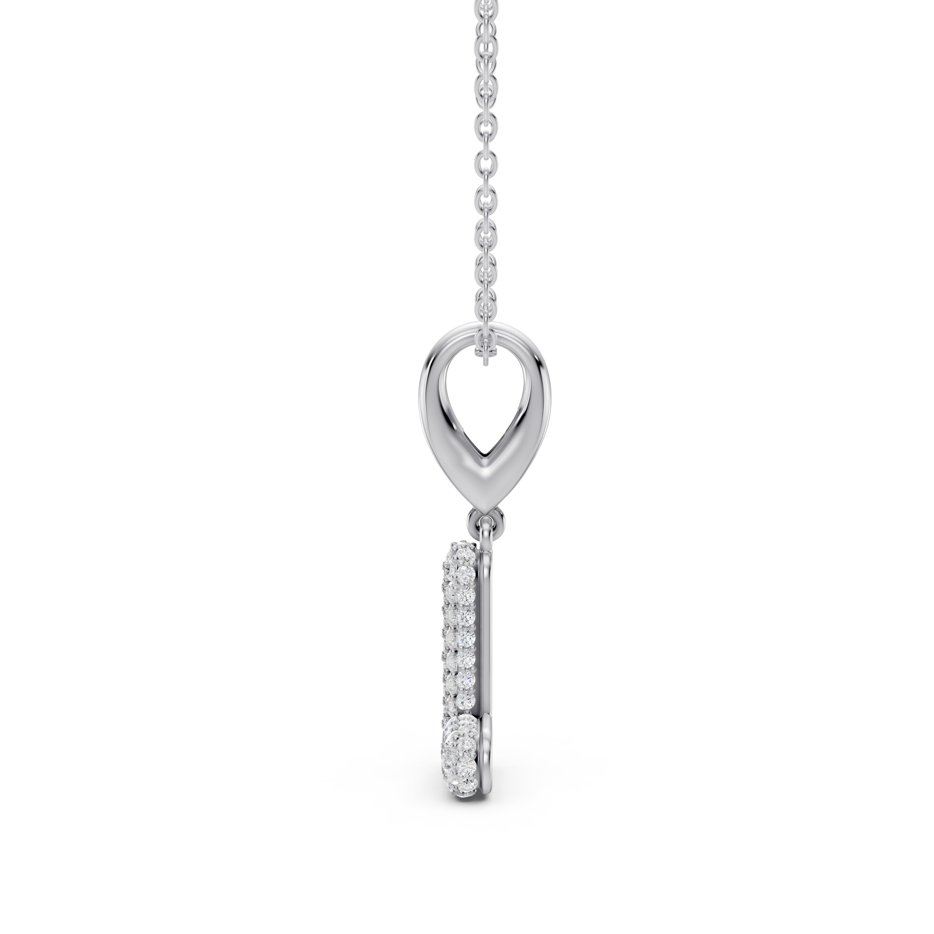 Bubble Pavé Lab Diamond Initial Silver Necklace - L