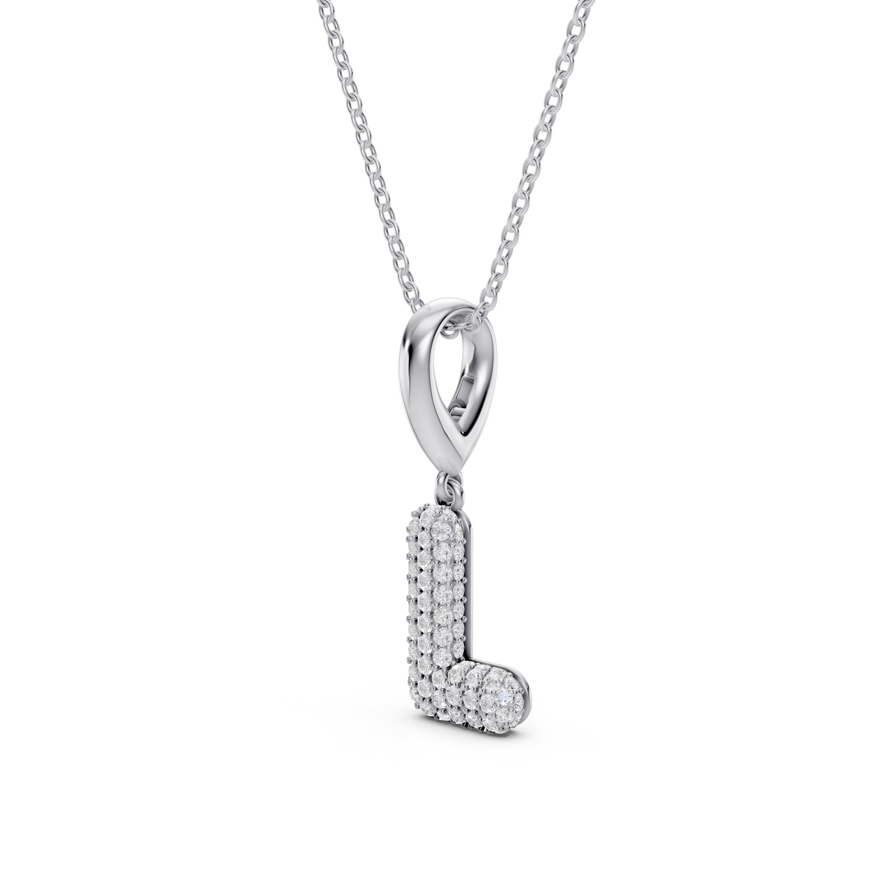 Bubble Pavé Lab Diamond Initial Silver Necklace - L