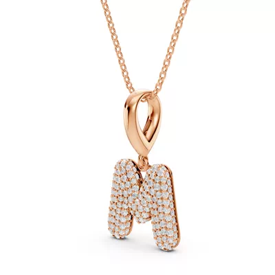 Bubble Pavé Diamond Initial Necklace - M