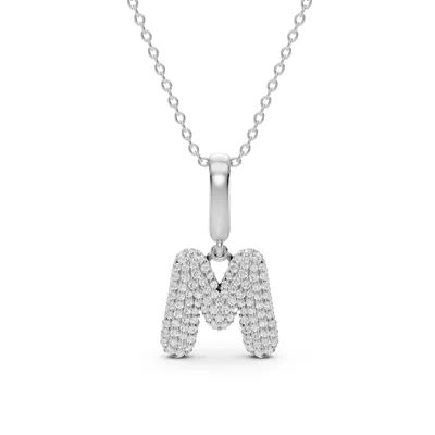 Bubble Pavé Lab Diamond Initial Necklace - M