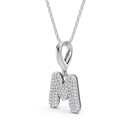 Bubble Pavé Lab Diamond Initial Necklace - M