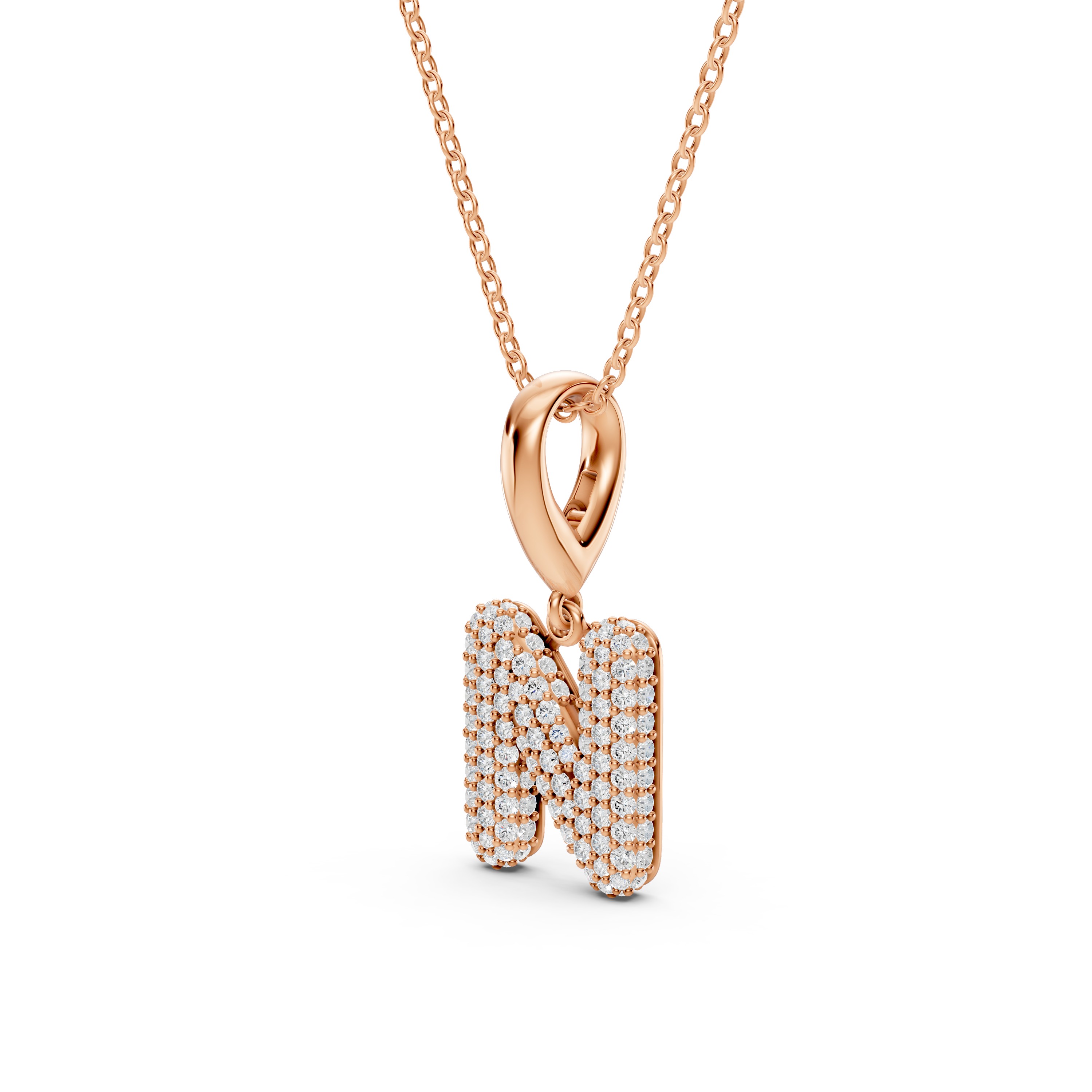 Bubble Pavé Lab Diamond Initial Necklace - N