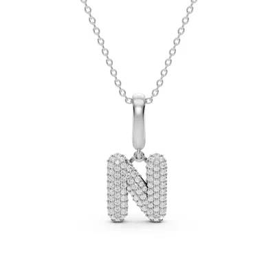 Bubble Pavé Lab Diamond Initial Necklace - N