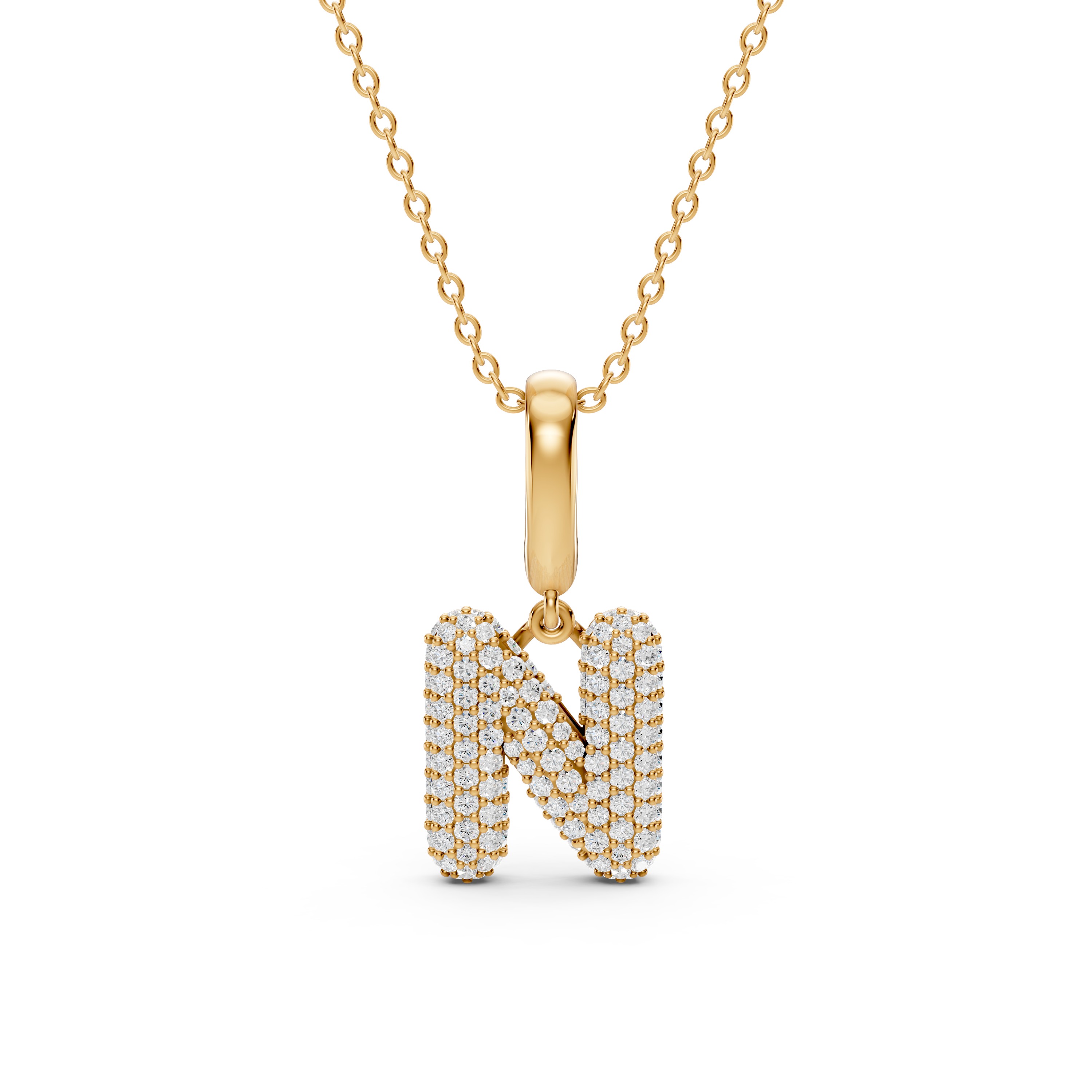 Bubble Pavé Lab Diamond Initial Necklace - N