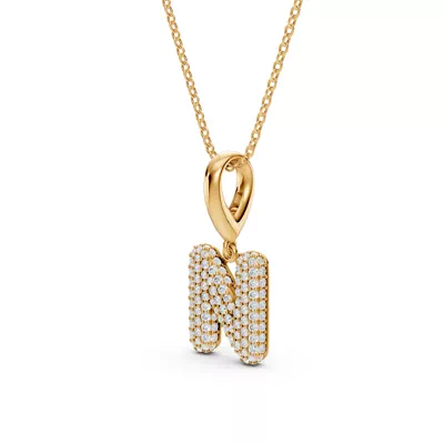 Bubble Pavé Diamond Initial Necklace - N