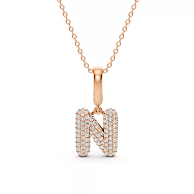 Bubble Pavé Lab Diamond Initial Necklace - N