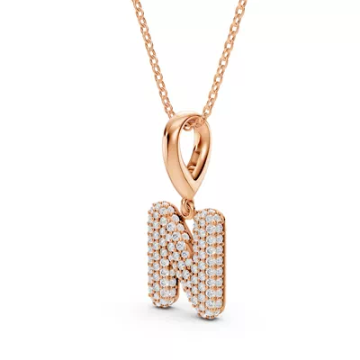 Bubble Pavé Lab Diamond Initial Necklace - N