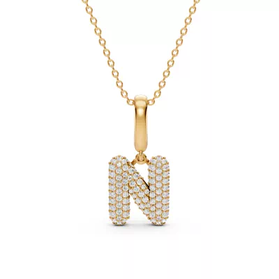 Bubble Pavé Lab Diamond Initial Necklace - N