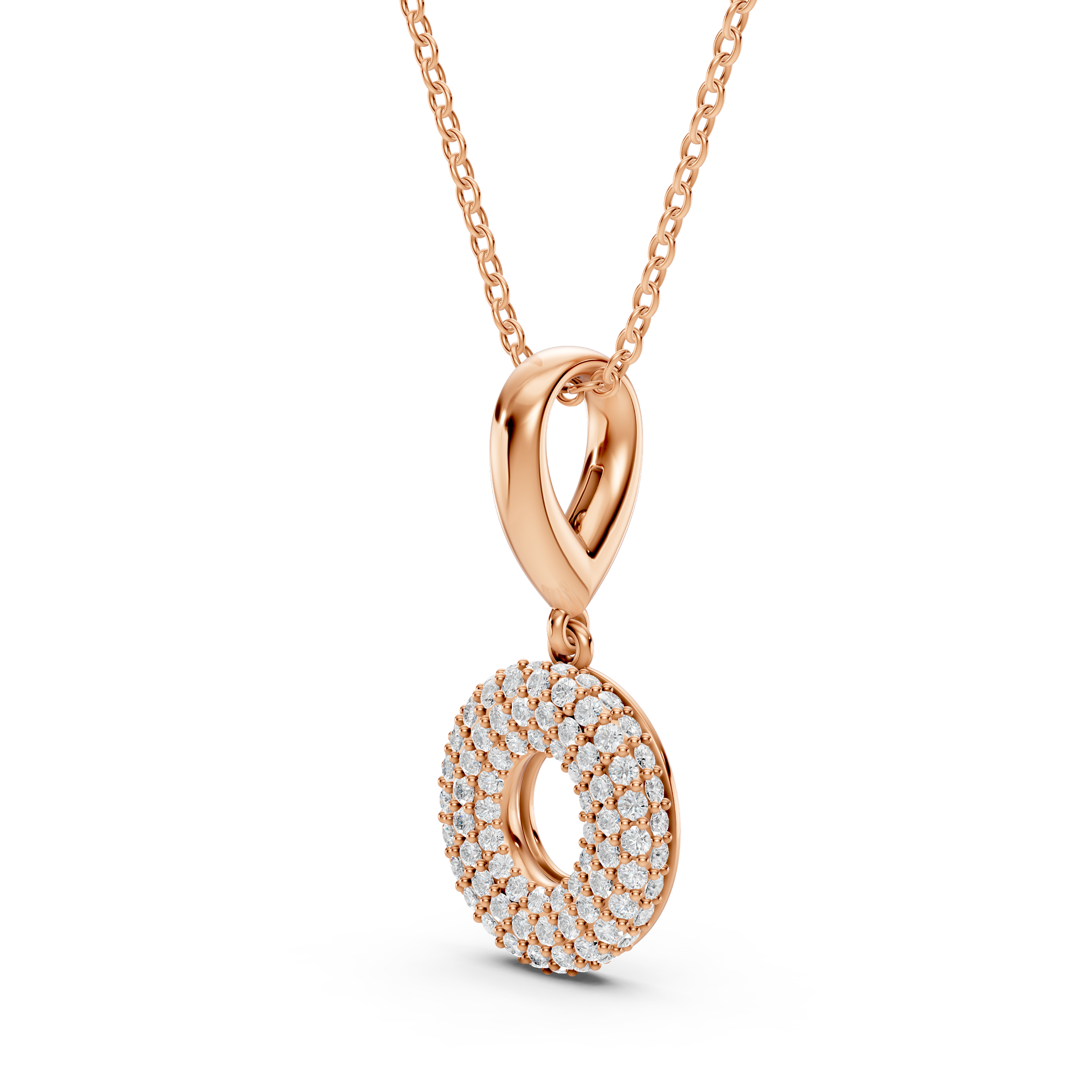 Bubble Pavé Lab Diamond Initial Necklace - O