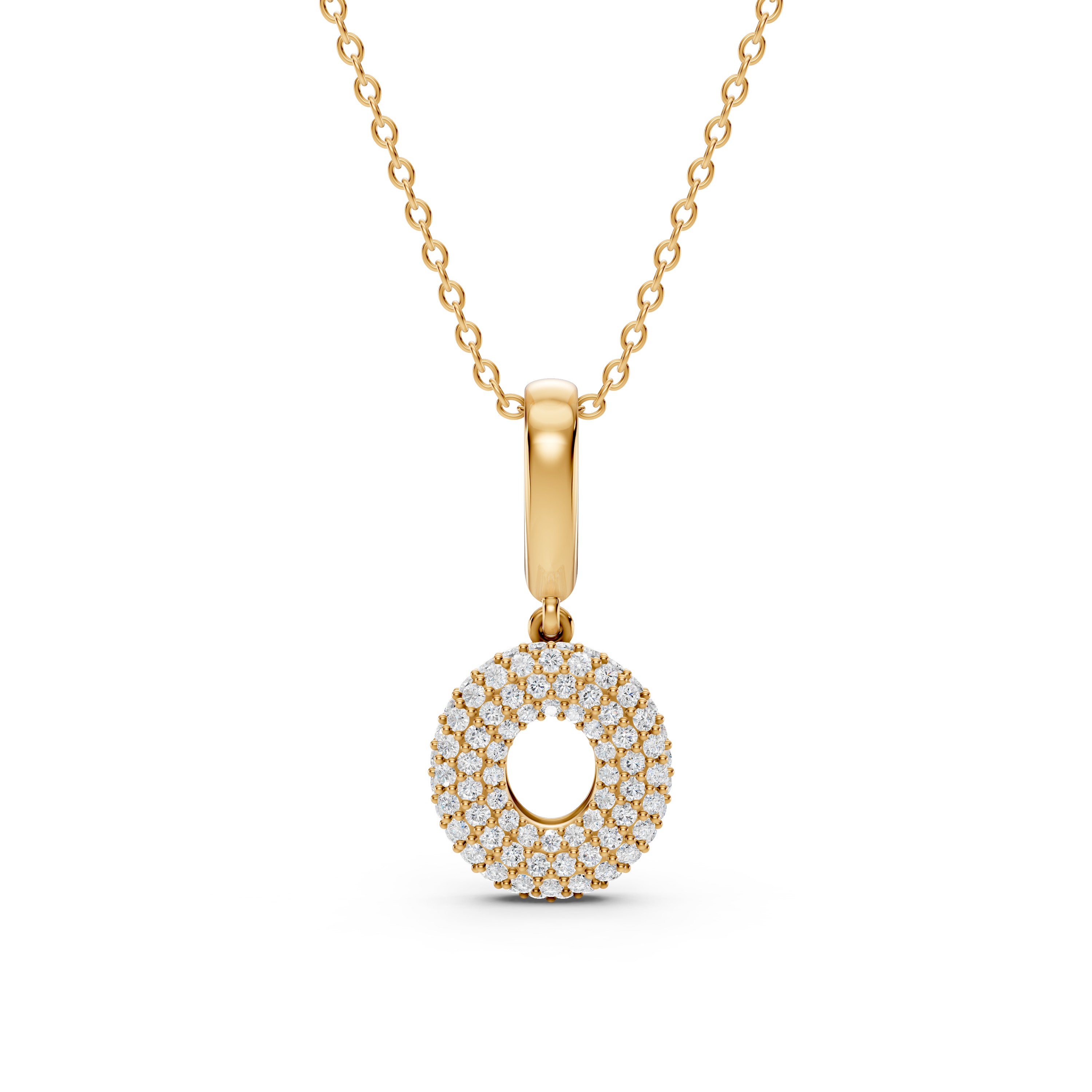 Bubble Pavé Lab Diamond Initial Necklace - O