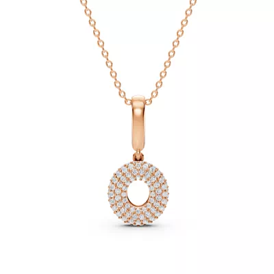 Bubble Pavé Diamond Initial Necklace - O