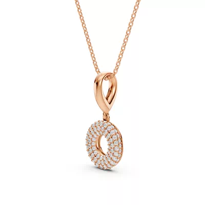 Bubble Pavé Diamond Initial Necklace - O