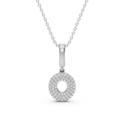 Bubble Pavé Lab Diamond Initial Necklace - O