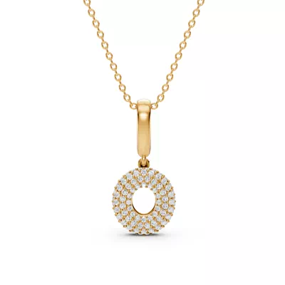 Bubble Pavé Lab Diamond Initial Necklace - O