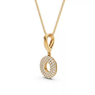 Bubble Pavé Lab Diamond Initial Necklace - O
