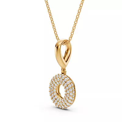 Bubble Pavé Diamond Initial Necklace - O