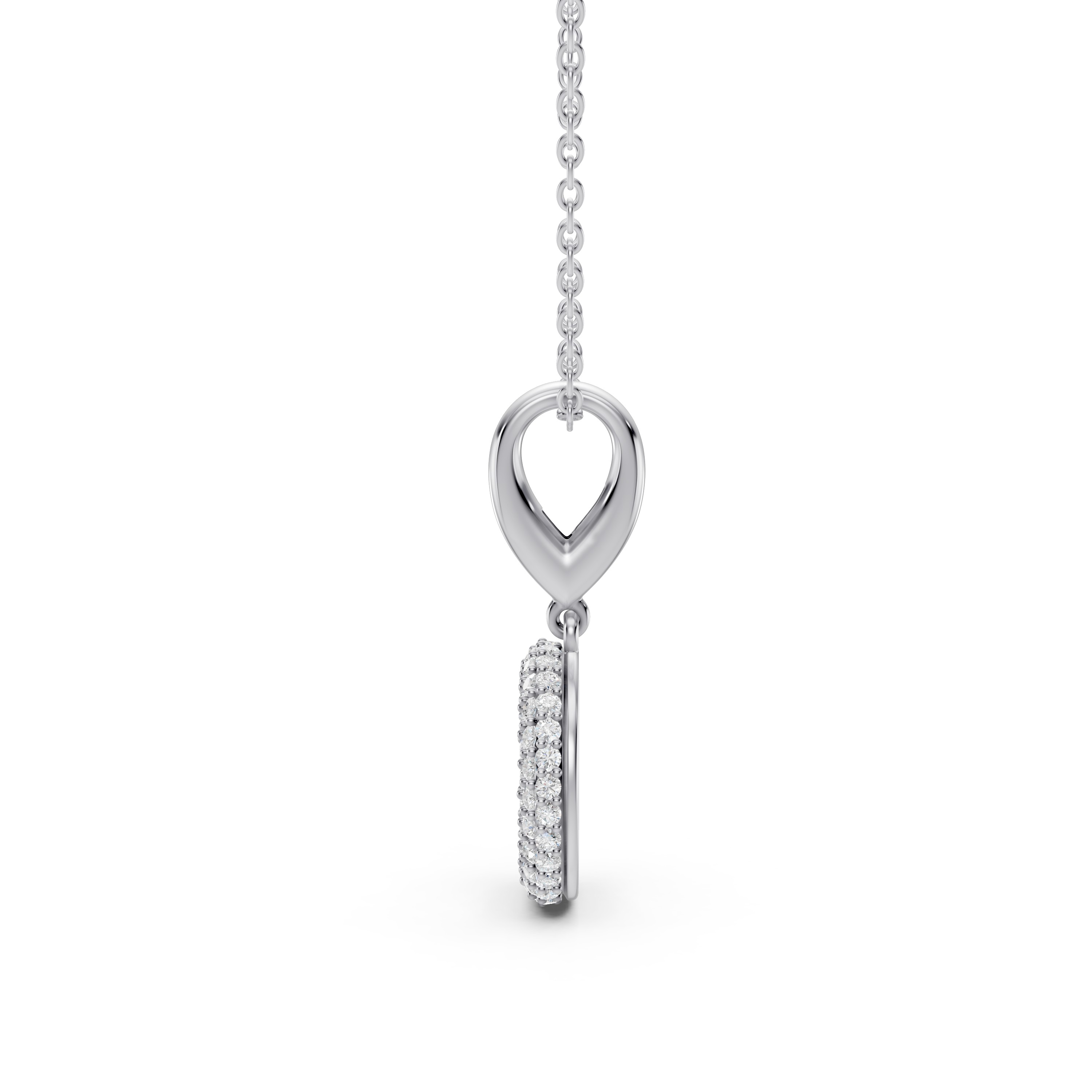 Bubble Pavé Lab Diamond Initial Silver Necklace - O
