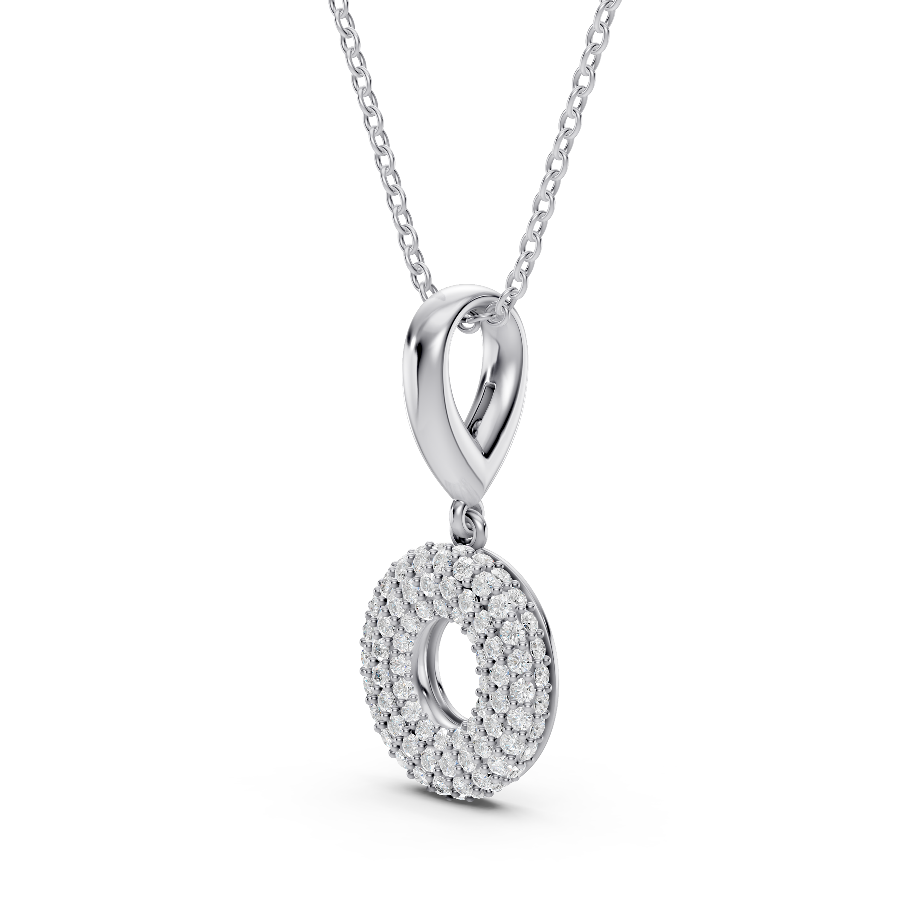 Bubble Pavé Lab Diamond Initial Silver Necklace - O