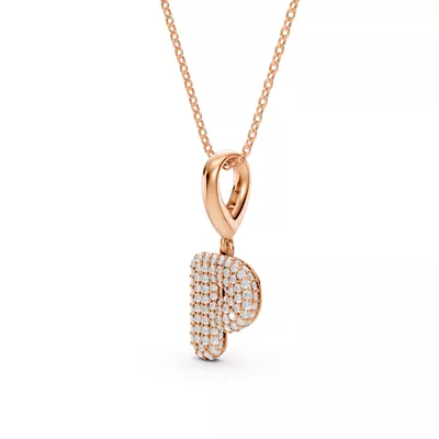 Bubble Pavé Lab Diamond Initial Necklace - P