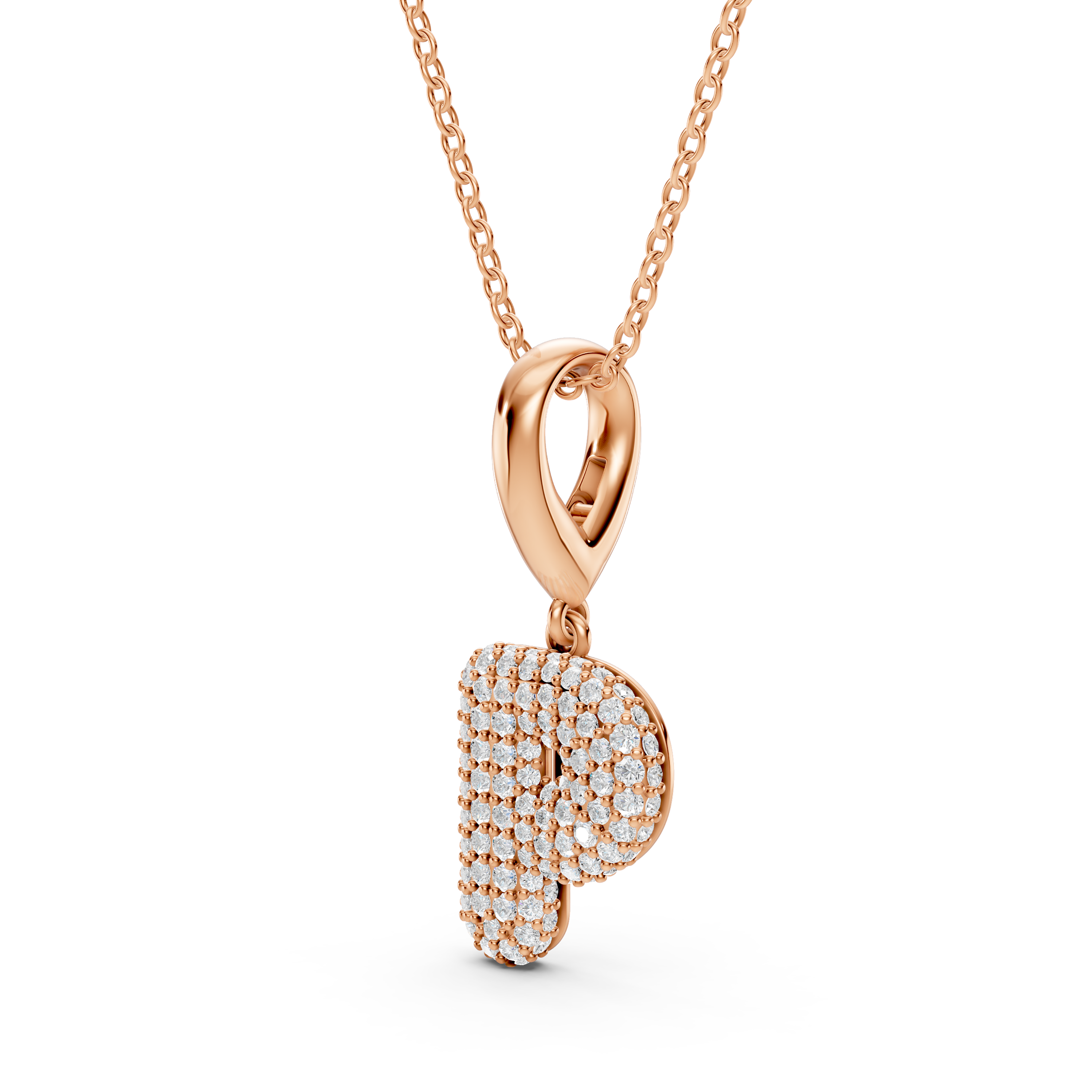 Bubble Pavé Lab Diamond Initial Necklace - P