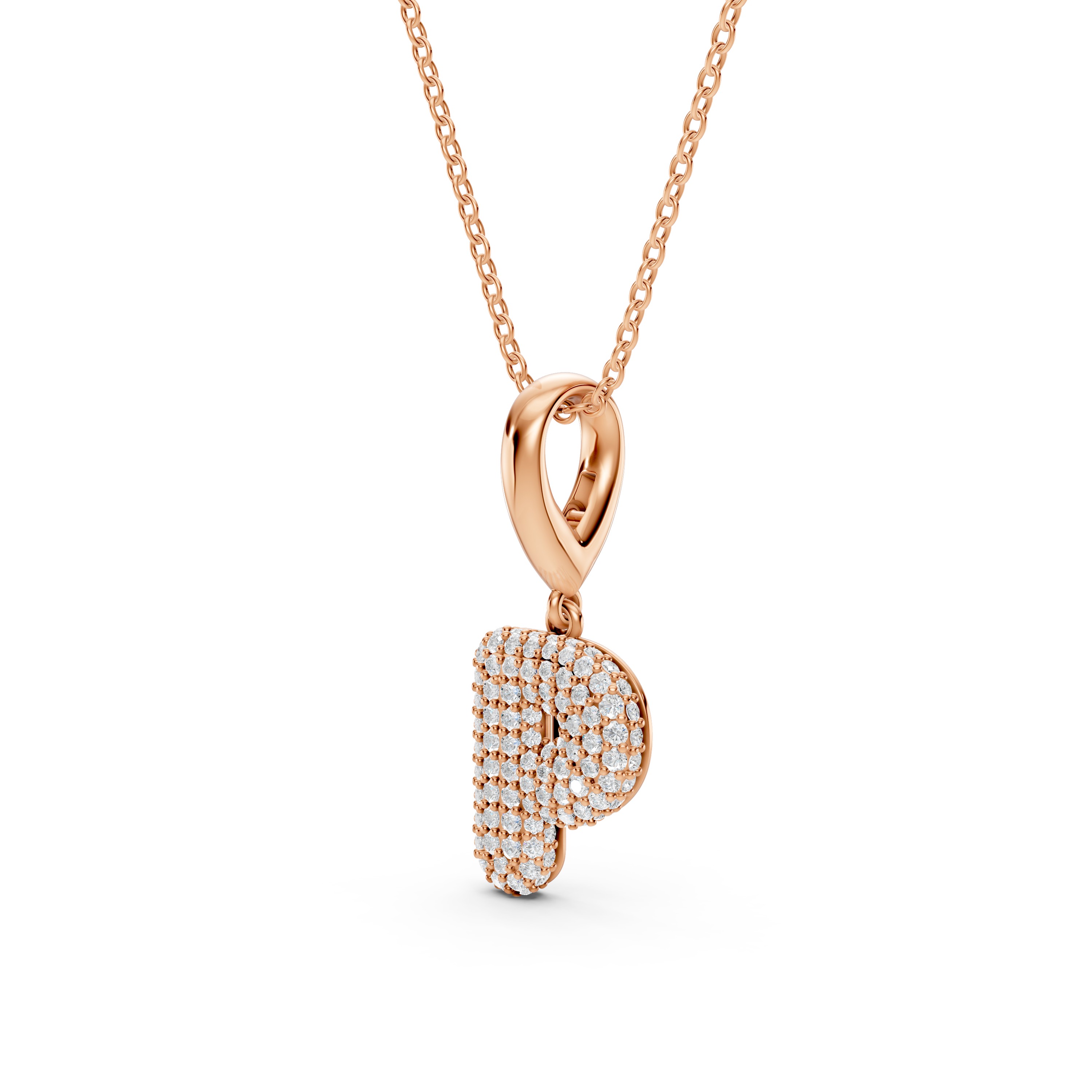Bubble Pavé Diamond Initial Necklace - P
