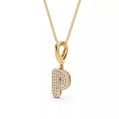 Bubble Pavé Lab Diamond Initial Necklace - P
