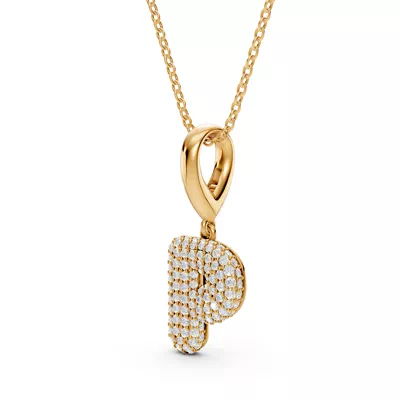 Bubble Pavé Diamond Initial Necklace - P