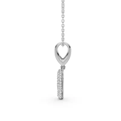 Bubble Pavé Diamond Initial Silver Necklace - P