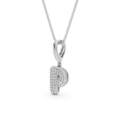 Bubble Pavé Diamond Initial Silver Necklace - P