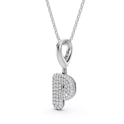 Bubble Pavé Diamond Initial Silver Necklace - P