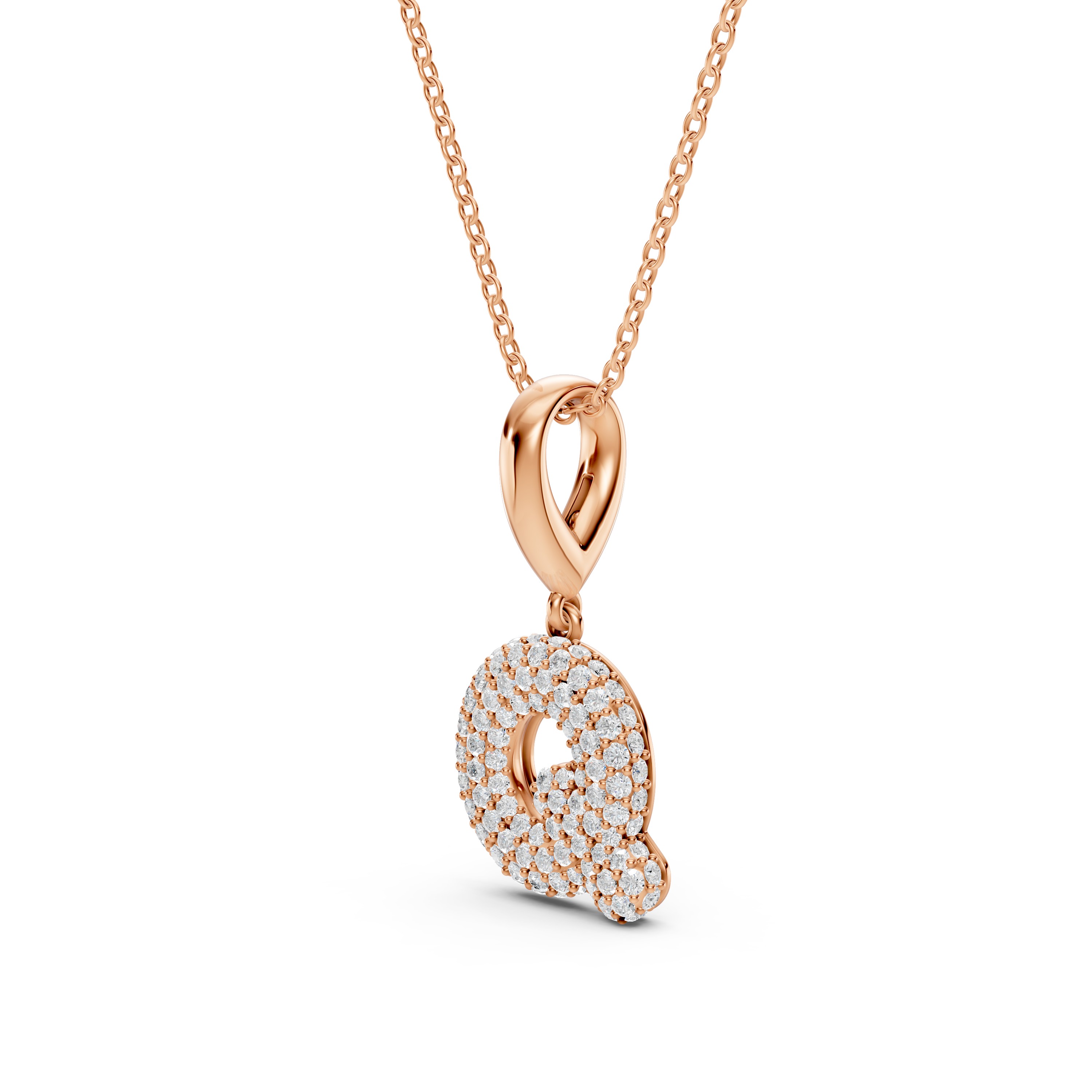 Bubble Pavé Lab Diamond Initial Necklace - Q