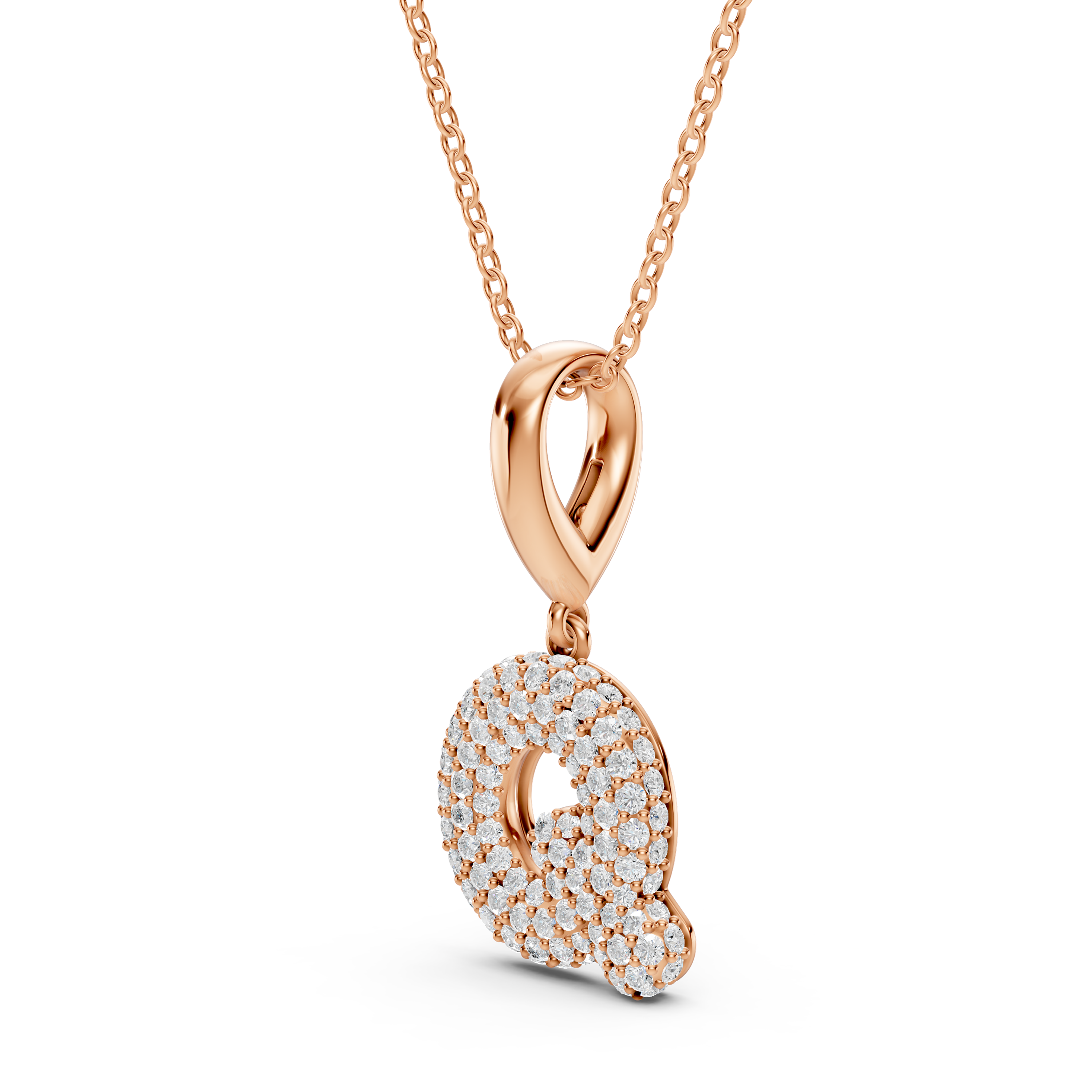 Bubble Pavé Lab Diamond Initial Necklace - Q