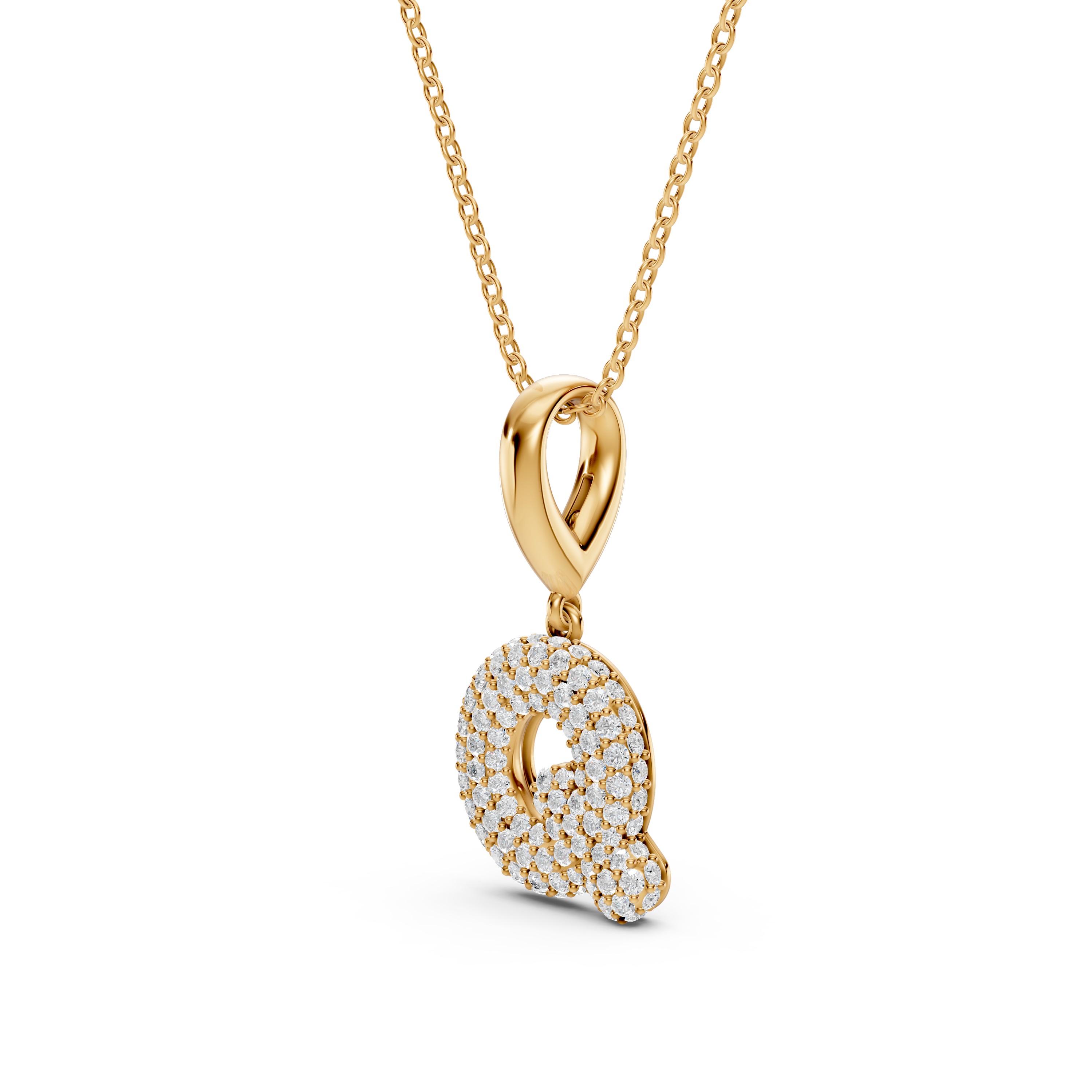 Bubble Pavé Lab Diamond Initial Necklace - Q