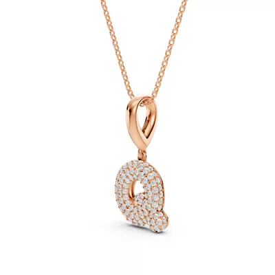 Bubble Pavé Lab Diamond Initial Necklace - Q