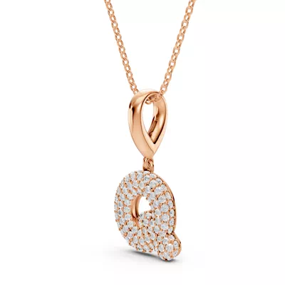 Bubble Pavé Lab Diamond Initial Necklace - Q