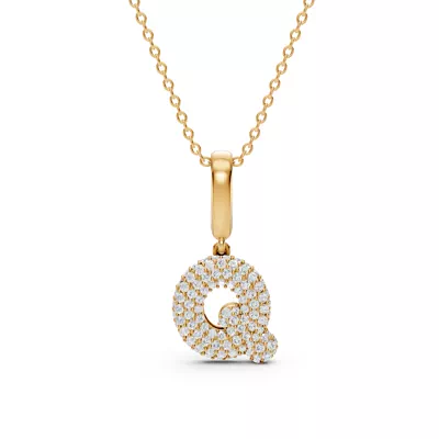 Bubble Pavé Lab Diamond Initial Necklace - Q