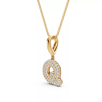 Bubble Pavé Lab Diamond Initial Necklace - Q