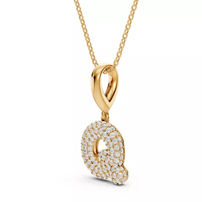 Bubble Pavé Diamond Initial Necklace - Q