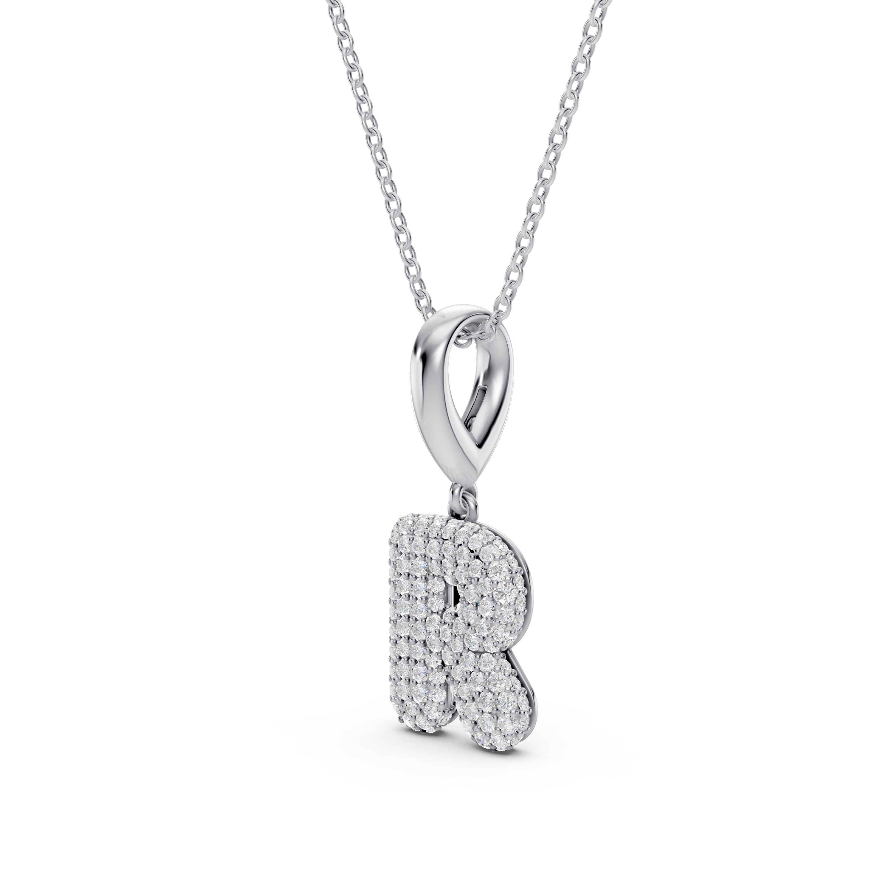 Bubble Pavé Lab Diamond Initial Necklace - R