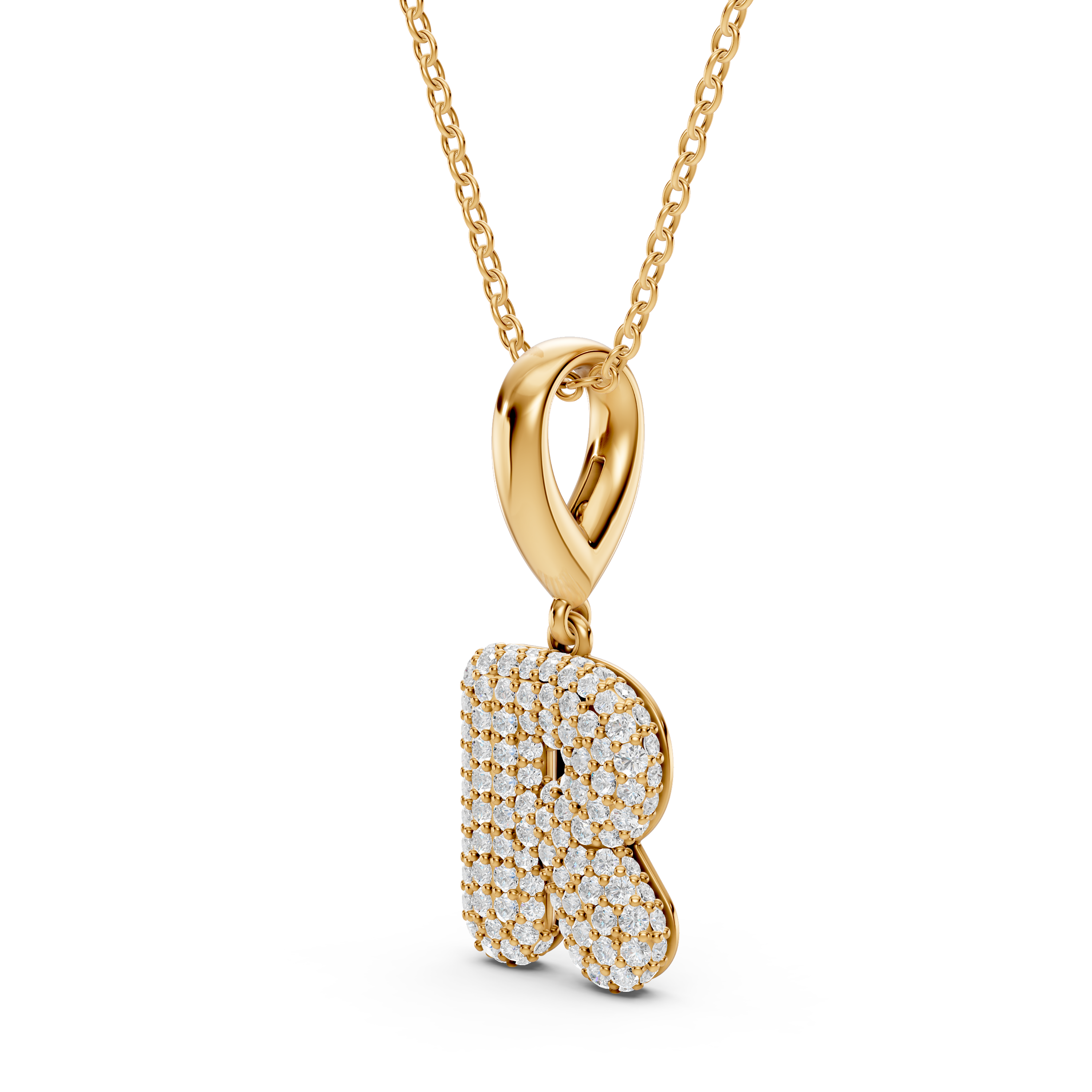 Bubble Pavé Lab Diamond Initial Necklace - R