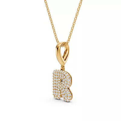 Bubble Pavé Diamond Initial Necklace - R