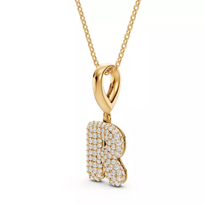 Bubble Pavé Diamond Initial Necklace - R