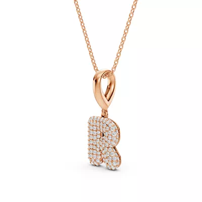 Bubble Pavé Lab Diamond Initial Necklace - R