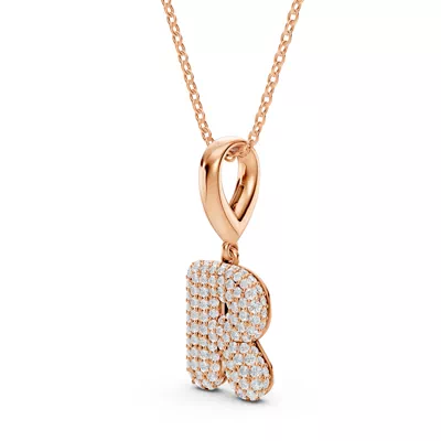 Bubble Pavé Diamond Initial Necklace - R