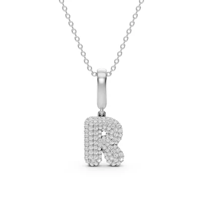 Bubble Pavé Lab Diamond Initial Silver Necklace - R
