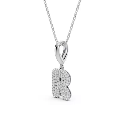 Bubble Pavé Lab Diamond Initial Silver Necklace - R