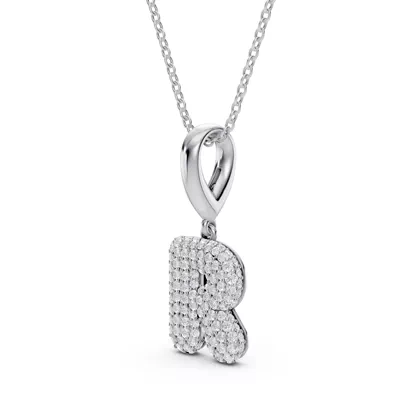 Bubble Pavé Lab Diamond Initial Silver Necklace - R