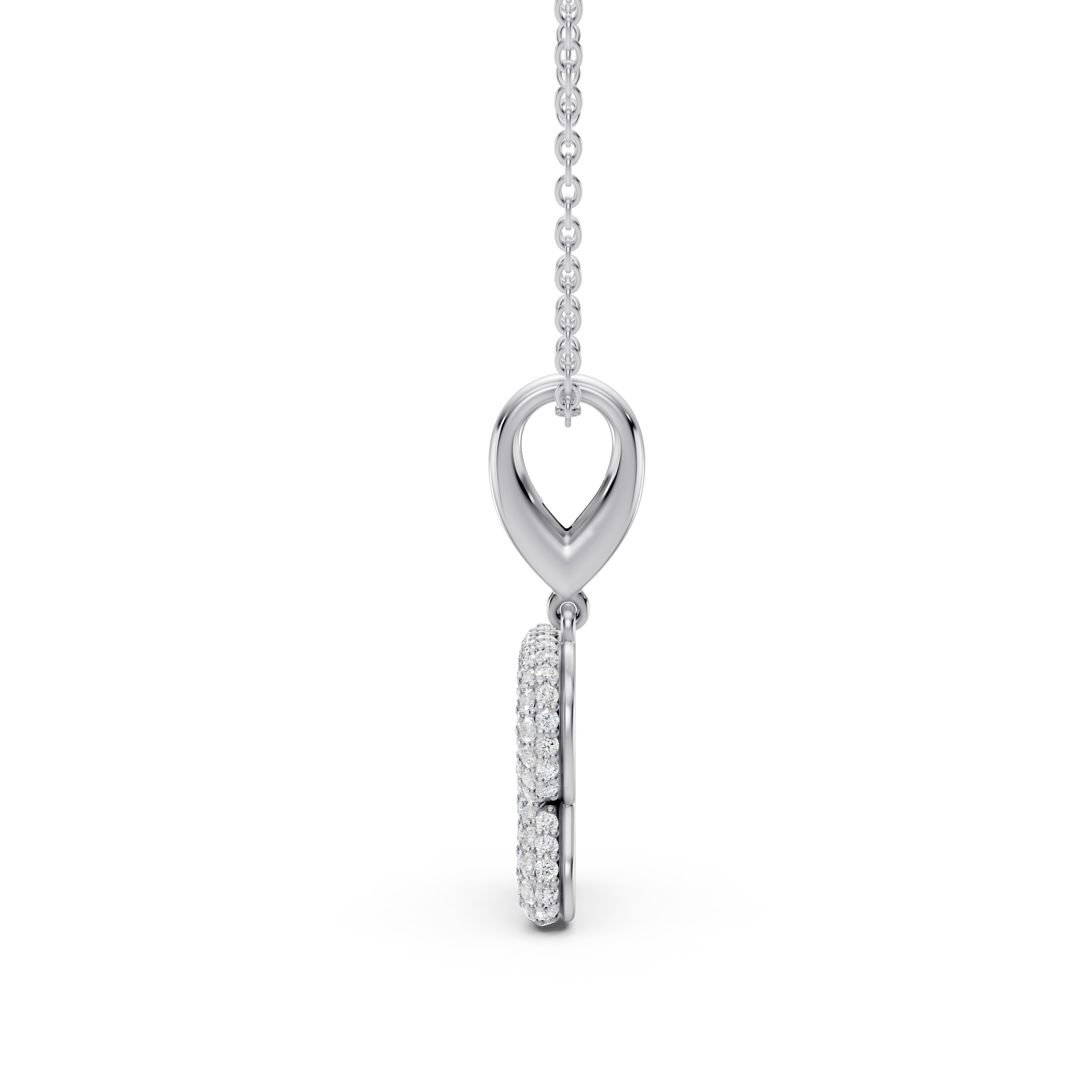 Bubble Pavé Diamond Initial Silver Necklace - R